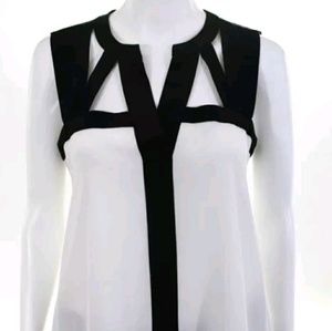 Bcbg maxAzria black white cut out blouse